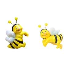 2Pcs Garden Bee Statues Fence Bonsai Edge Decor Flower Pot Hugger Figurines