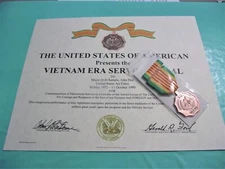 VIETNAM ERA MEDAL & Ribbon with Certificate Army Navy Air Force USMC Coast Guard
