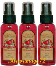 3 San Francisco Soap Company WILD STRAWBERRY Moisturizing Body Mist 2 0z. Each