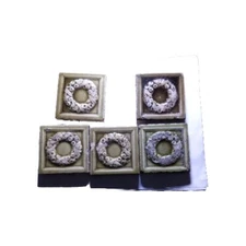 AnTiQue American Encaustic Tiles Green Wreath OOAK 3" x 3" x 7/16"