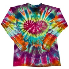 Vtg 90s Oneita Power T USA Tie Dye Long Sleeve Hippie Festival t-shirt M