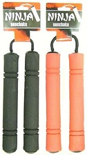 NINJA NUNCHAKU TOY WEAPONS 2 BLACK RED Halloween Costume Accessory Nunchucks I
