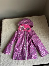 Cat Jack Purple Silver Stars Super Hero Girls Raincoat Hooded Jacket Mask