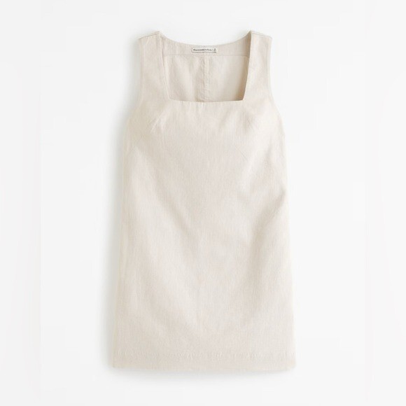 Abercrombie and Fitch Beige Linen Blend Square Neck Shift Dress | eBay
