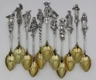 Set of 11 ~ Gorham Nuremburg (1885) 5" Demitasse Spoons, Figural Sterling Silver