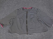 Maya Brooke Womens Jacket 18w Plus Black Striped Zip Lightweight