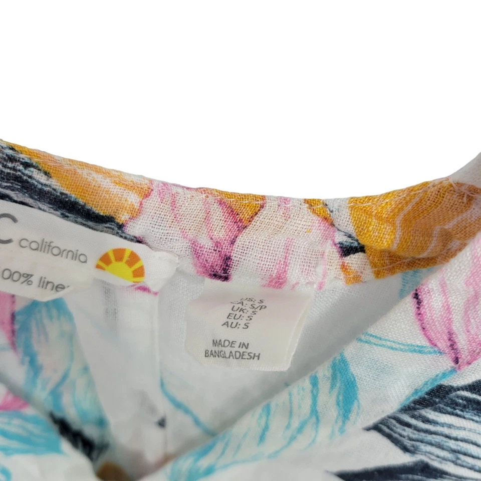 C&C California Mujer Pequeño Natación Cubre Resort Floral Tropical 100% Lino Foto 3 de 4