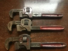 lot of 3 Vintage Walworth 8" Pipe Monkey Stillson Wrench - Railroad Tool NY