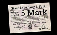 1918 Germany LAUENBURG 5 Mark Banknote / Notgeld
