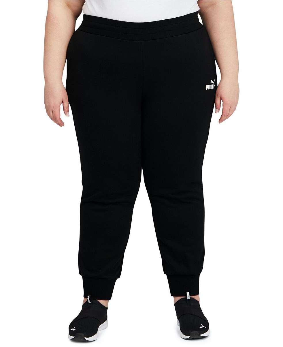 Plus Size Puma Womens Workout Clothes Puma Solid Pants Women Fleece Jogger  Pants Sport Active Black