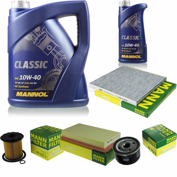MANN-FILTER Inspektionspaket Mannol 6L Classic 10W-40 FüR Renault Megane Scenic-image