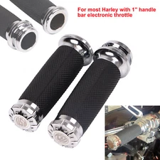 Chrome RSD Hand Grips For Harley Touring FLHT Electronic Throttle 1" Handle Bar