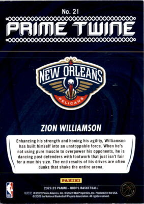 2022-23 Hoops #21 Zion Williamson Prime Twine New Orleans Pelicans