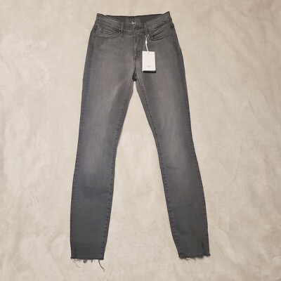 3x1 Jeans Womens Size 23 Mid Rise Skinny Crop Agate Gray Raw Hem Stretch USA NWT