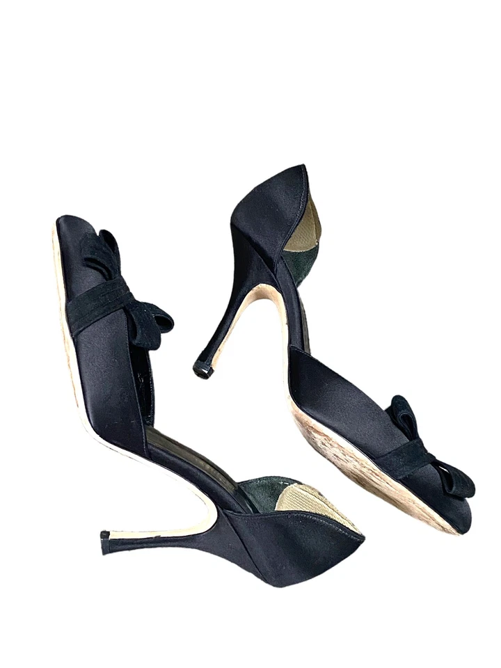 ALEXANDRA NEEL NEGRO SATINADO SEDA GAMUZA LAZO D'ORSAY ZAPATOS DE SALÓN TACONES 35.5 5.5 Foto 3 de 4