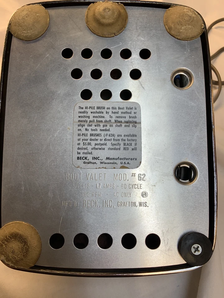 Bota Valet/Pulidora Vintage Cromada Modelo #62 Con Cepillo Original Belk Inc Funciona Foto 4 de 4