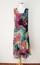 VTG VENEE NEWYORK Party Cocktail Dress Sleeveless / Cowl Neck Multicolor ~ L #02