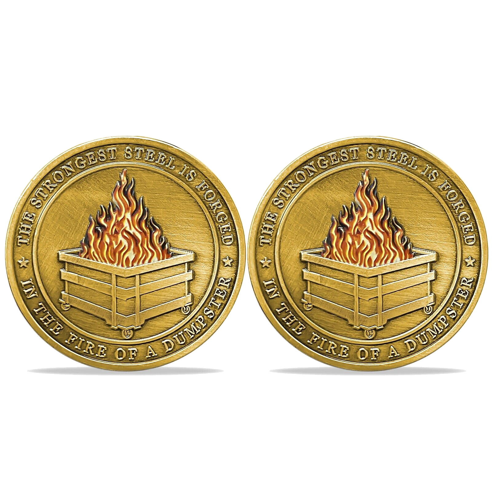 Funny Coin Dumpster Fire Challenge Coin Humor Hilarious Appreciation Gifts 2Pcs