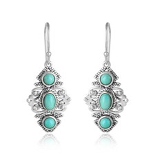 Natural Arizona Turquoise Drop/Dangle Boho Statement Earrings 925 Silver
