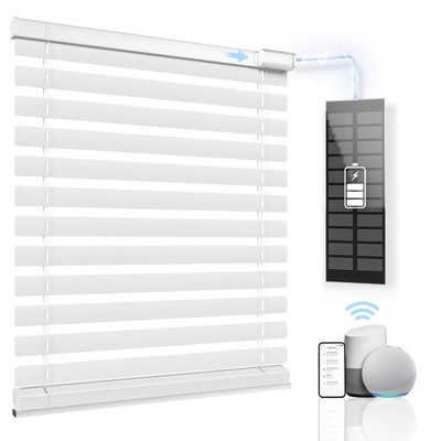 Motorized Blinds with Remote Control, Blackout Smart Blind for Windows, Horiz...