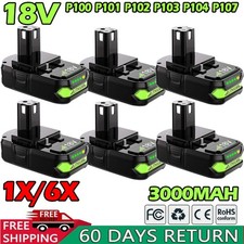 1/6PACK 3.0Ah For RYOBI 18V Battery High Capacity P108 Lithium-Ion P105 P102