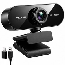 1080P HD Webcam with Auto Focus Microphone, 30FPS Computer Camera,Black