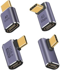 Duttek USB C Right Angle Adapter 4 Style, 90 Degree USB C Angle Adapter  40Gbps