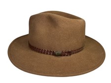 USA-MADE x UNBRANDED Brown Wool Felt WESTERN FEDORA Cowboy Summer Sun Hike Sz M