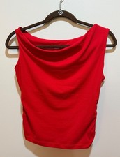 Red Sleeveless Top With Ruched Sides off the shoulder Size Med
