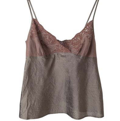 Dosa Camisole Tank Top Iridescent Silk Lace Spaghetti Strap