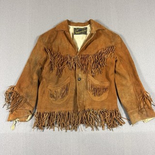 Vintage Kids 1960s Adelina Western fringe jacket Buckskin Handmade In Oaxaca