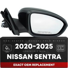 Passenger Side Mirror For Nissan Sentra Power Non-Heated Manual Fold Convex T...
