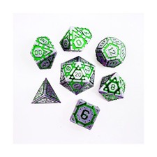 Crystal Cas Dwarven Metal D  16mm Infinity Armor Poly Set - Silver w/Green New