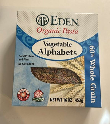 Eden Organic Pasta, Vegetable Alphabets, 16 Ounce (pack of 2)