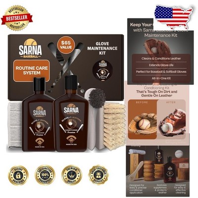 Baseball Glove Maintenance Kit - 5-Pc Leather Care, Break-in, Soften