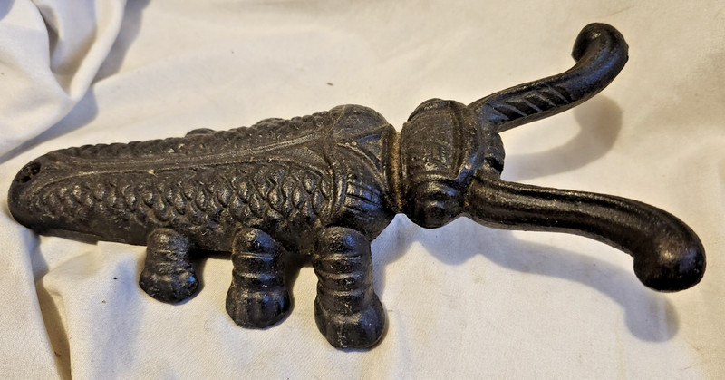 Cast Iron Bug Cricket Beetle Door Stop Boot Jack Black 9" Long