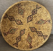 Huge Vntg Hand Woven Coiled 20  Basket Southwest Ethnic Tribal Folk Art FREESHIP
