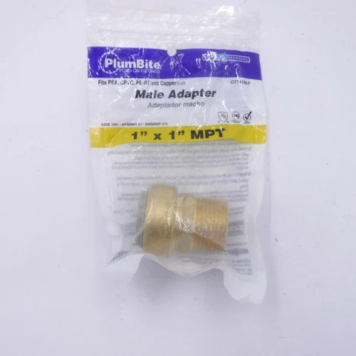 Jones Stephens C77419LF 1" x 1" MPT PlumBite Push On Adapter - Picture 1 of 2