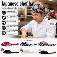 Japanese Kitchen Work Hat Unisex Cuisine Adjustable Head Band Uniform Accessory