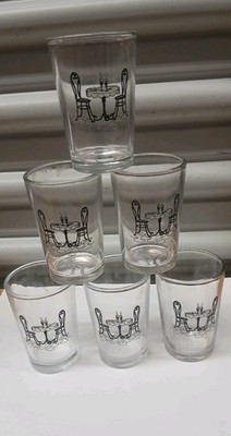 Cafe Bistro Table Juice Glasses (6) w Decorative Tin C.R. Gibson Jessie Steele
