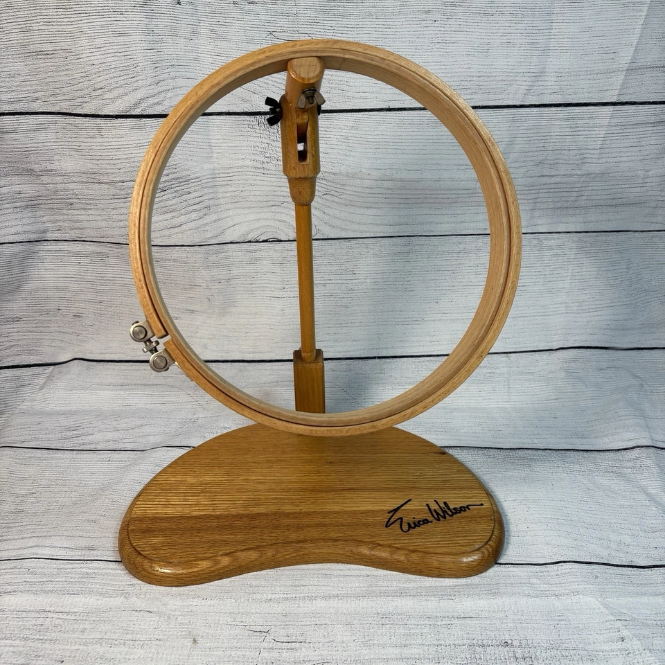 Erica Wilson 9" Adjustable Wooden Quilting Needlework Frame Standing Wood Hoop - Image 2 of 4