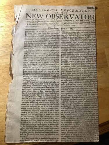 1689 EXTREMELY RARE NEW OBSERVATOR NEWSPAPER ~ WILLIAM & MARY REIGN