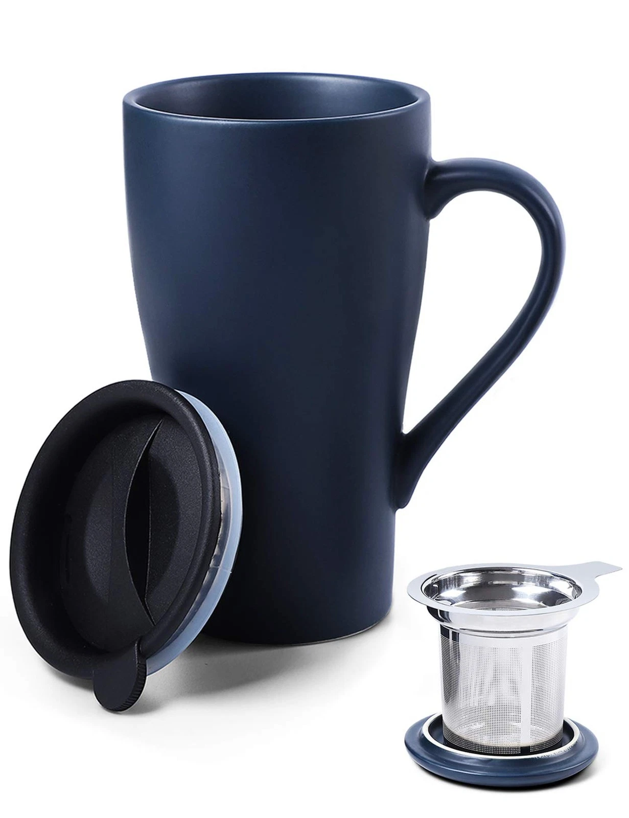 Tea Cup with Infuser and 2 Lids, 18oz Large Tea Infuser Mug, Tea Strainer Cup...