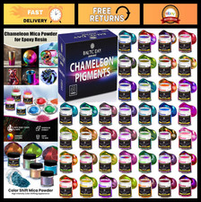 Chameleon Mica Powder Set - 40 Color Shift Holographic Pigments for Resin Art