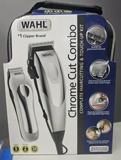WAHL - CHROME CUT COMBO CLIPPER/TRIMMER - Complete Haircutting & Touch-Up Kit