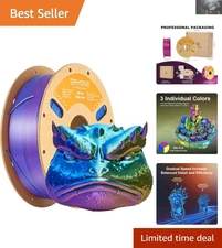 High Compatibility Silk PLA Filament 1.75mm - Tricolor Gold, Blue, Purple - 1KG