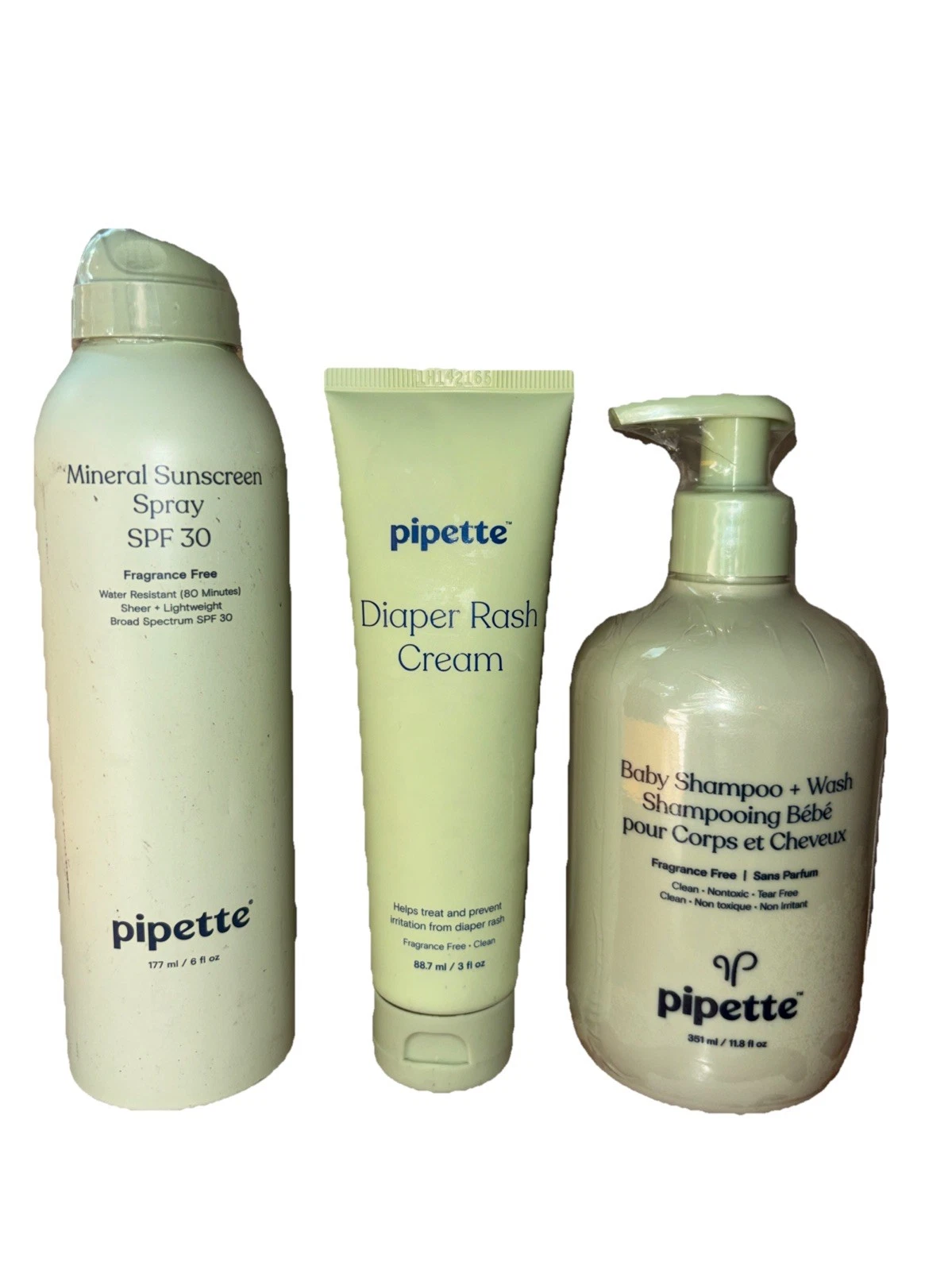 (3) Lot Pipette Bundle Baby Diaper Rash Cream Mineral Sunscreen Shampoo & Wash
Opens in a new window