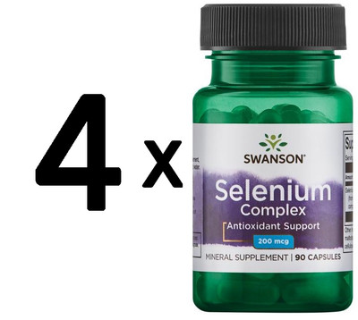 4 x Swanson Albion Complexed Selenium, 200mcg - 90 caps (116,61 EUR/kg)