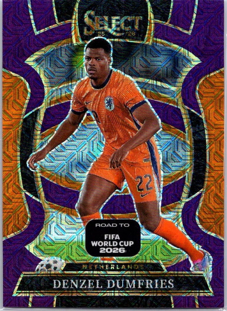 2025-26 Panini Select Road to FIFA Denzel Dumfries #88 Purple Mojo Netherlands