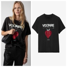 Women French Zadig &Voltaire Print Apple Cotton Short Sleeve T-Shirt Tops SML